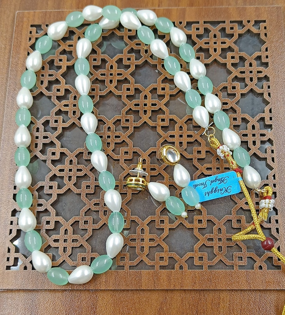 Semiprecious stone mala set  mint green 