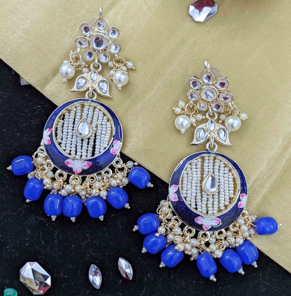 [ER66 BLUE] Kundan Meenakari Earring  ER66 BLUE