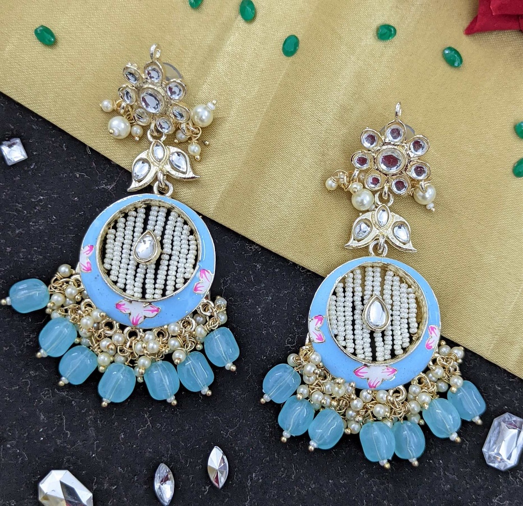 [ER66 SKY BLUE] Kundan Meenakari Earring  ER66 SKY BLUE 