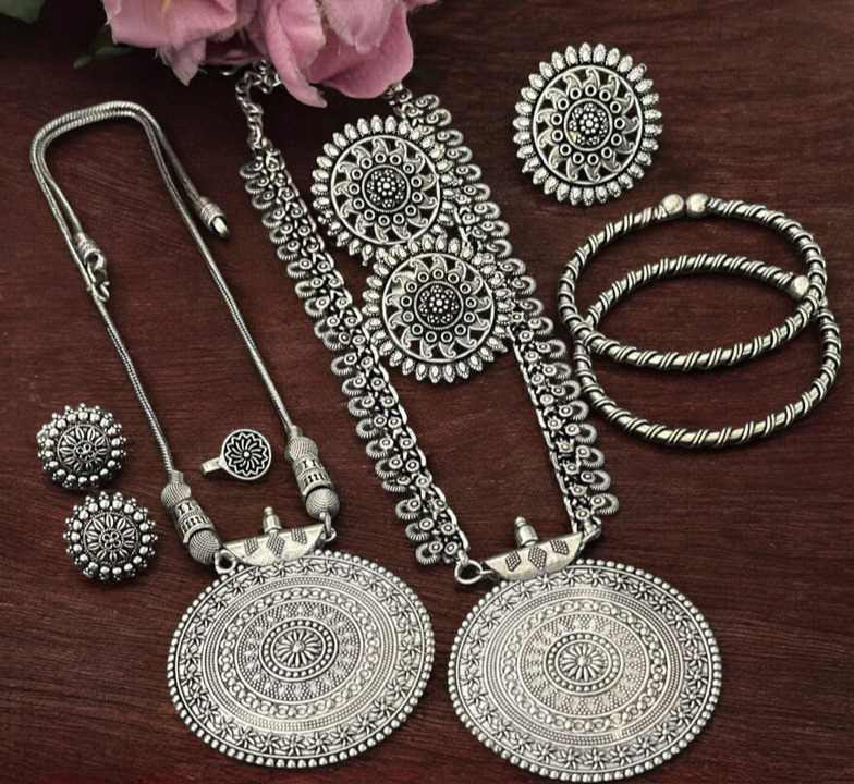 [DS02 3] DS02 3 Oxidised Combo Necklace Jewellery set