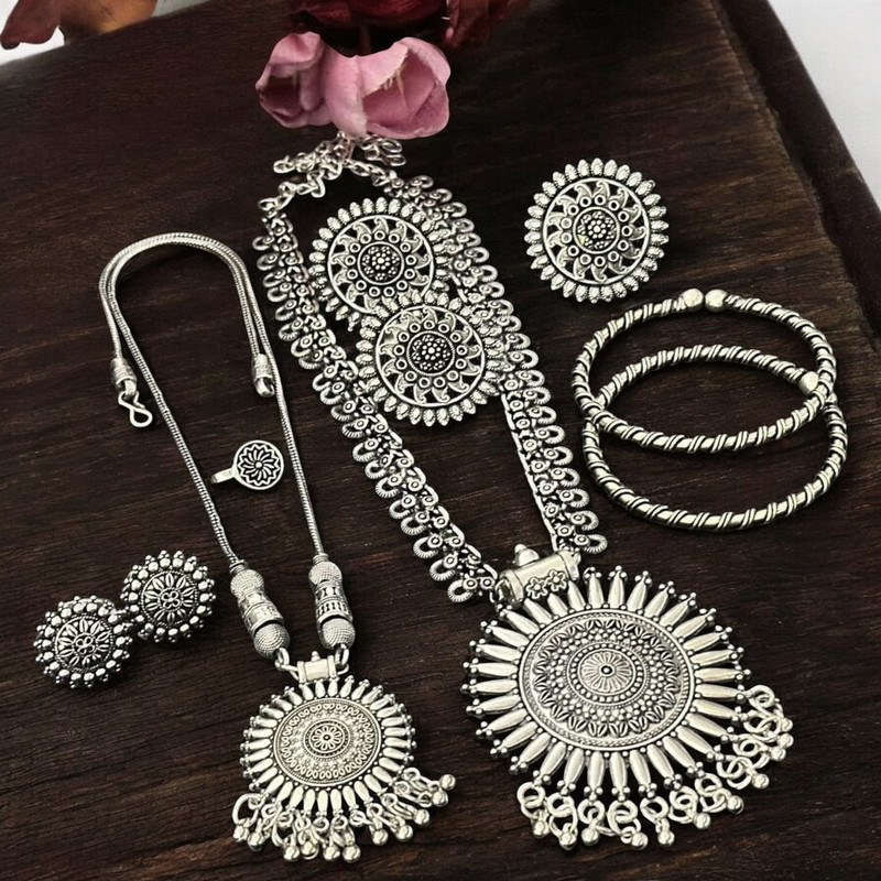 [DS02 1] DS02 1 Oxidised Combo Necklace Jewellery set