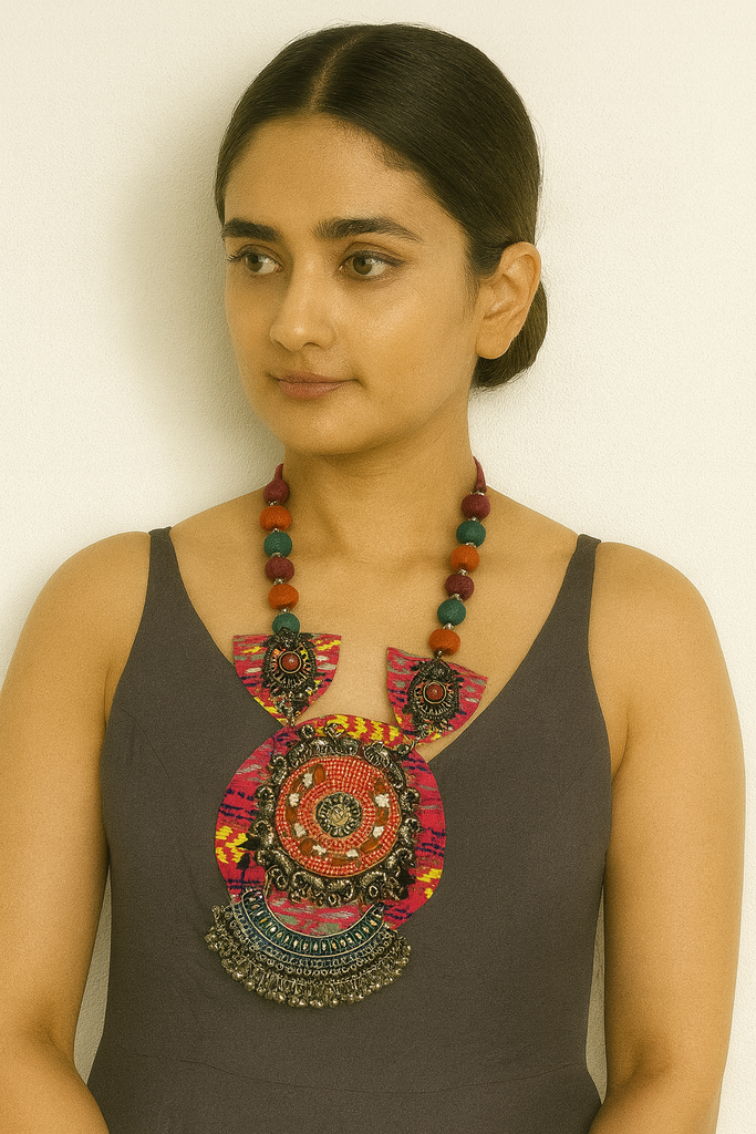 [Fabric Jewellery 13] Classy Handmade Navratri oxidised fabric fusion jewellery