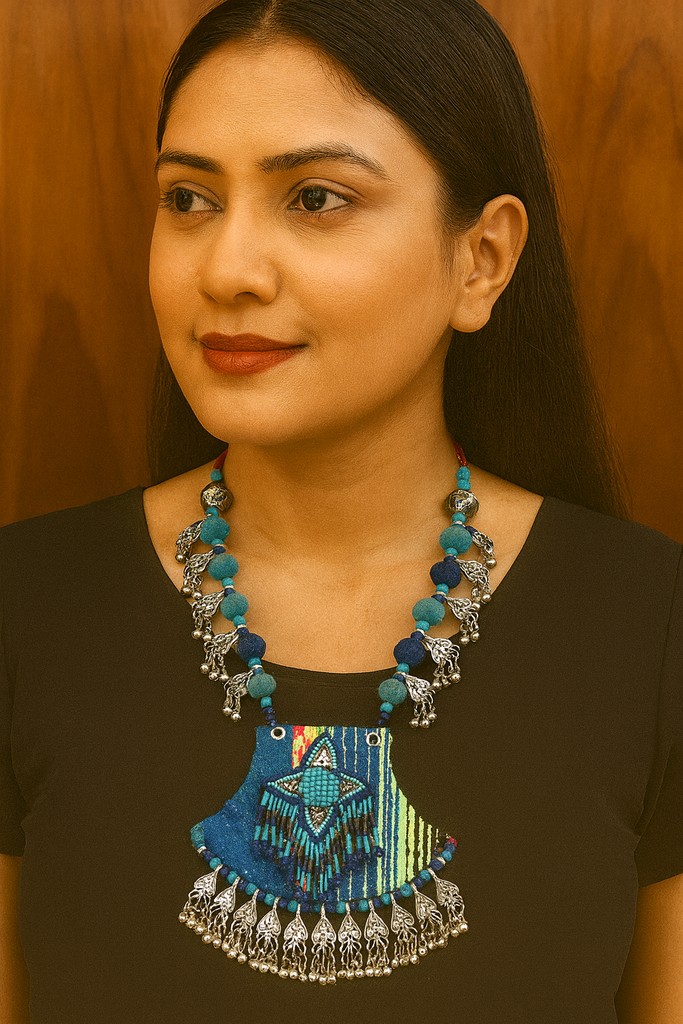 Divine Stylish Handmade Navratri oxidised fabric fusion jewellery