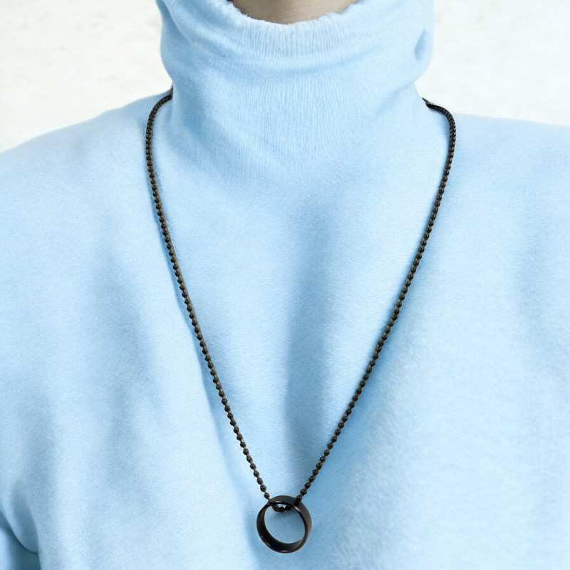 [Mens Pendant Necklace 2] Polished Shade Mens Pendant Chain necklace