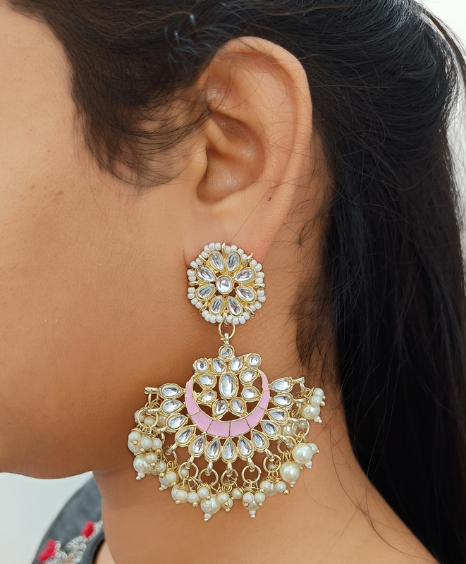 Vibrant Reception Baby Pink Earrings Set