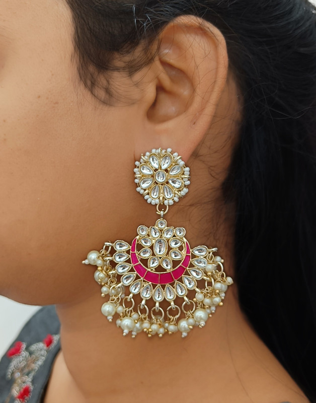 Desi Engagement Rani Pink Earrings Set