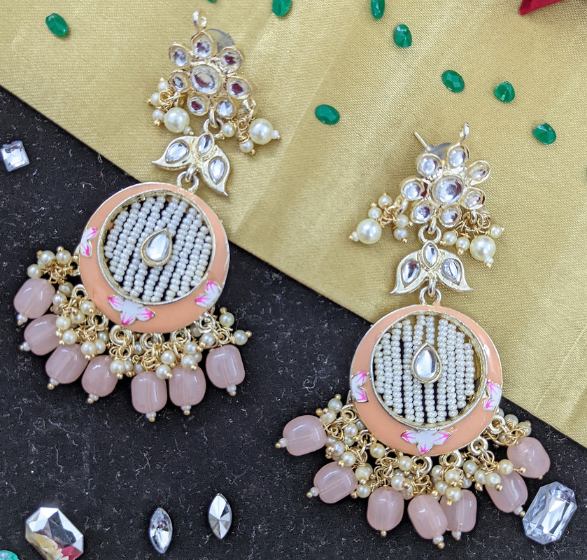 [ER66 PEACH] Radiant Engagement Peach Earrings Set