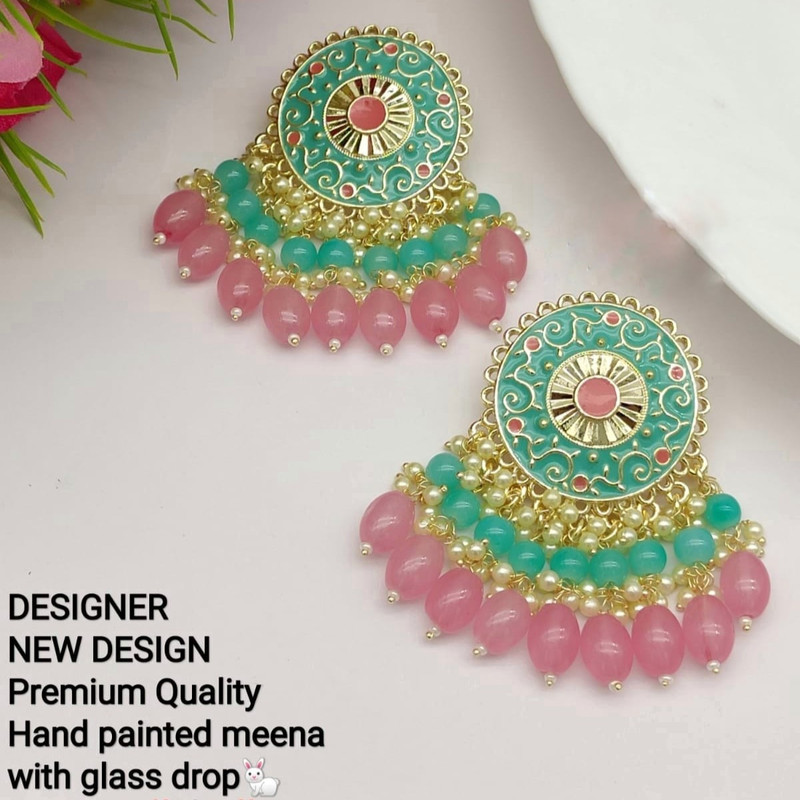 Royal Designer Mintgreen Bpink Earrings Set