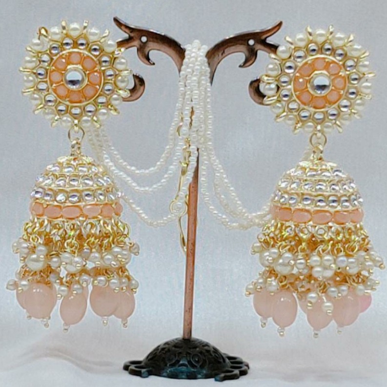 Shandaar Designer Peach Earrings Set