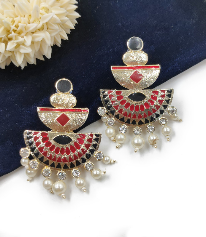 [ER133 BLACK] Graceful Sangeet Black Earrings Set