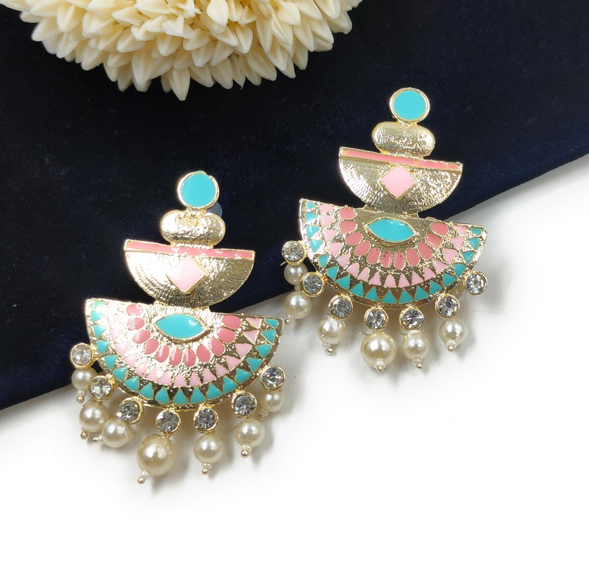 [ER133 SKY BLUE] Enchanting Sangeet Sky Blue Earrings Set