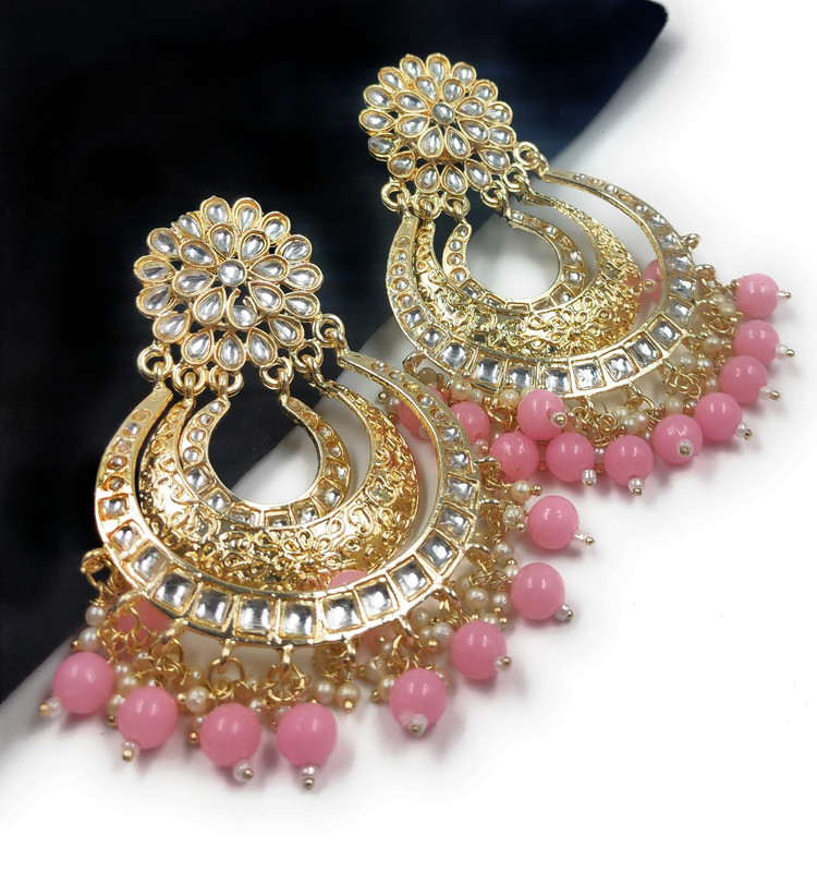 Flawless Sangeet Pink Earrings Set