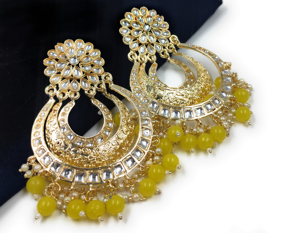 Lustrous Sangeet Yellow Earrings Set