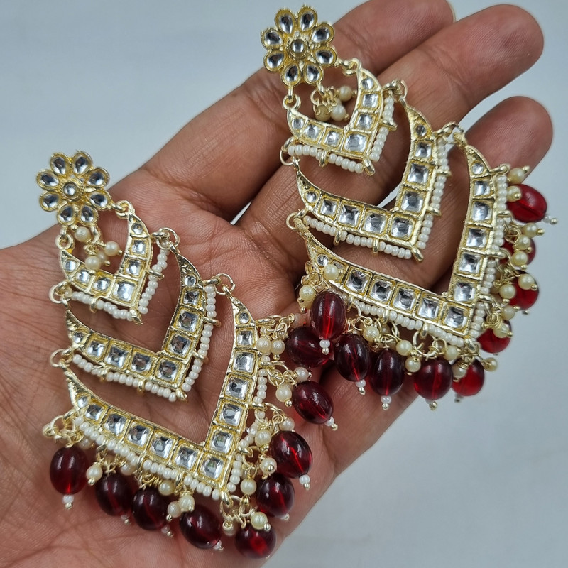 Desi Mehendi Maroon Earrings Set