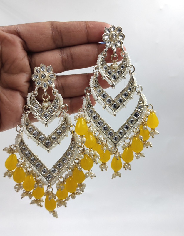 Classic Mehendi Yellow Earrings Set
