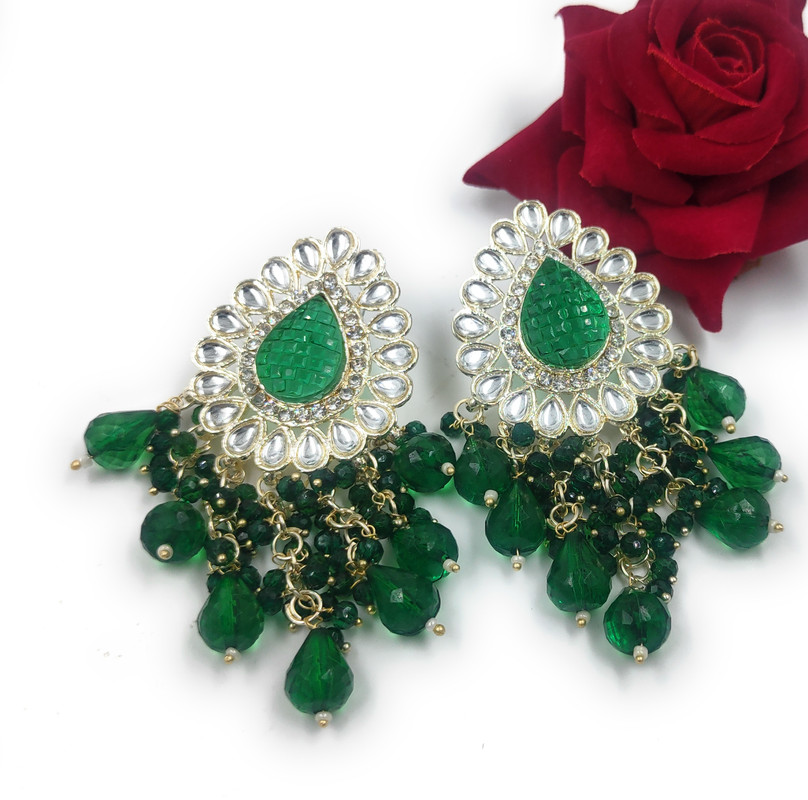 Vintage Mehendi Green Earrings Set