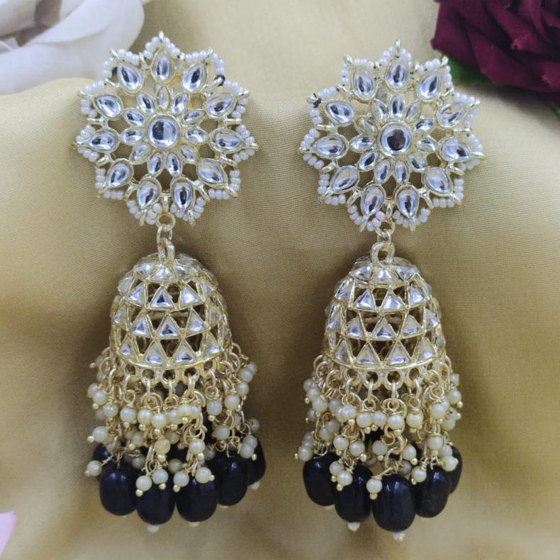 [ER203 BLACK] Enchanting Mehendi Black Earrings Set