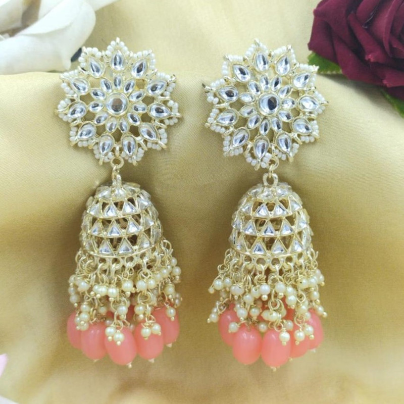Ethereal Mehendi Peach Earrings Set