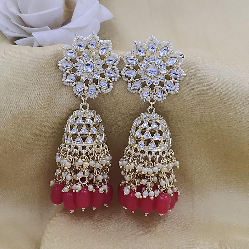 Pristine Mehendi Red Earrings Set
