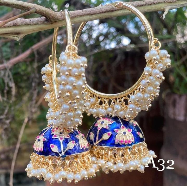 Vibrant Mehendi Blue Earrings Set