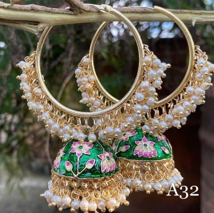 Elegant Haldi Green Earrings Set