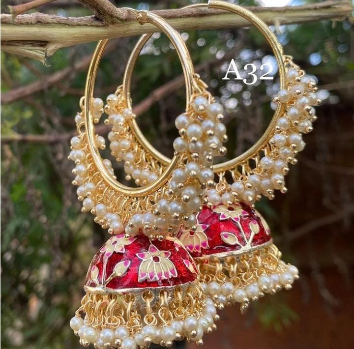 Traditional Haldi Maroon Earrings Set