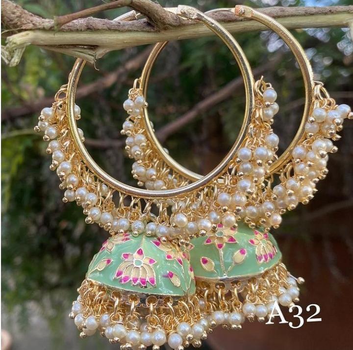 Chic Haldi Mint Green Earrings Set
