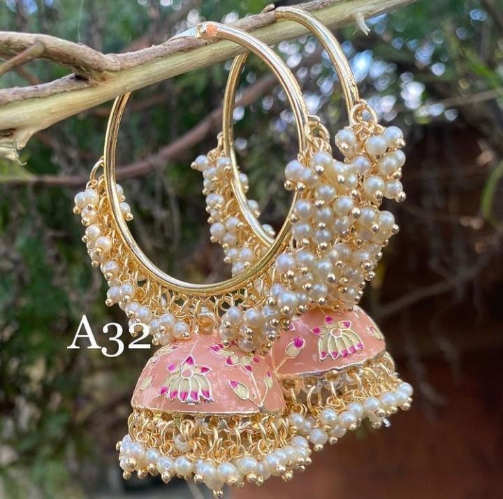 Magnifique Haldi Peach Earrings Set