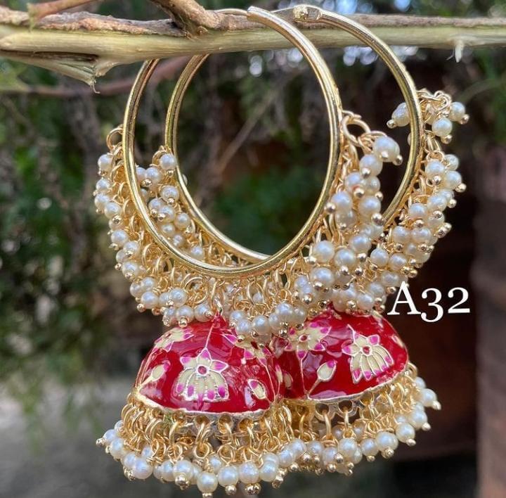 Desi Haldi Red Earrings Set