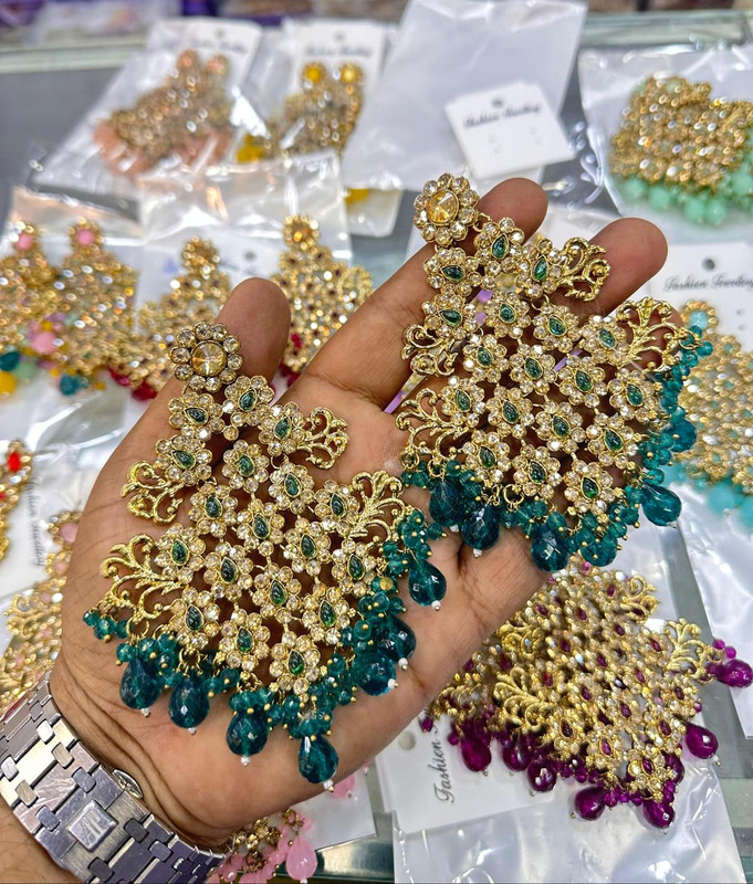 Royal Haldi Green Earrings Set