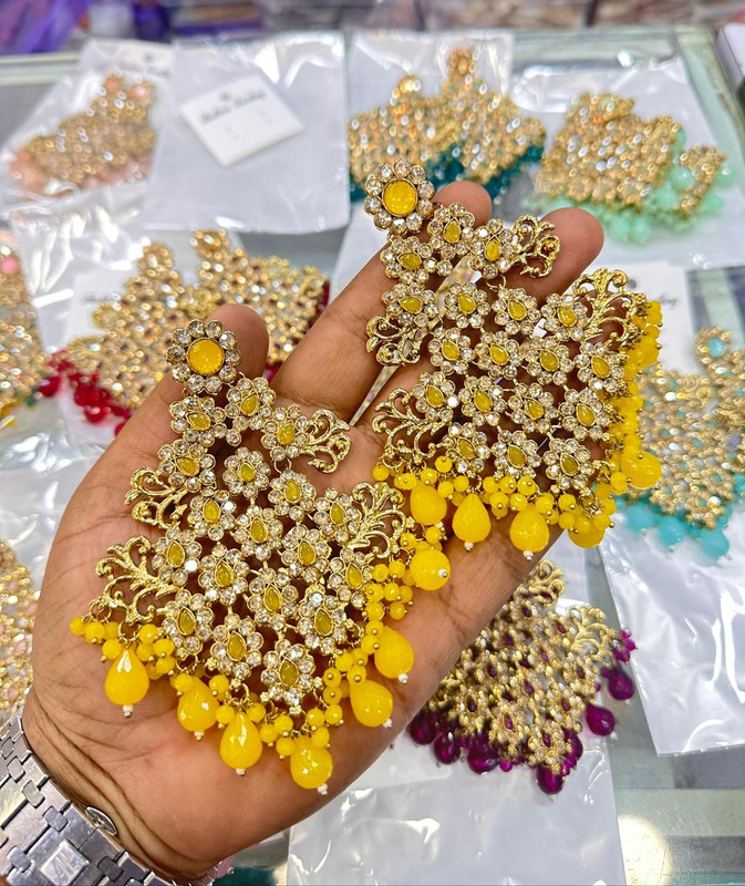 Gorgeous Haldi Yellow Earrings Set