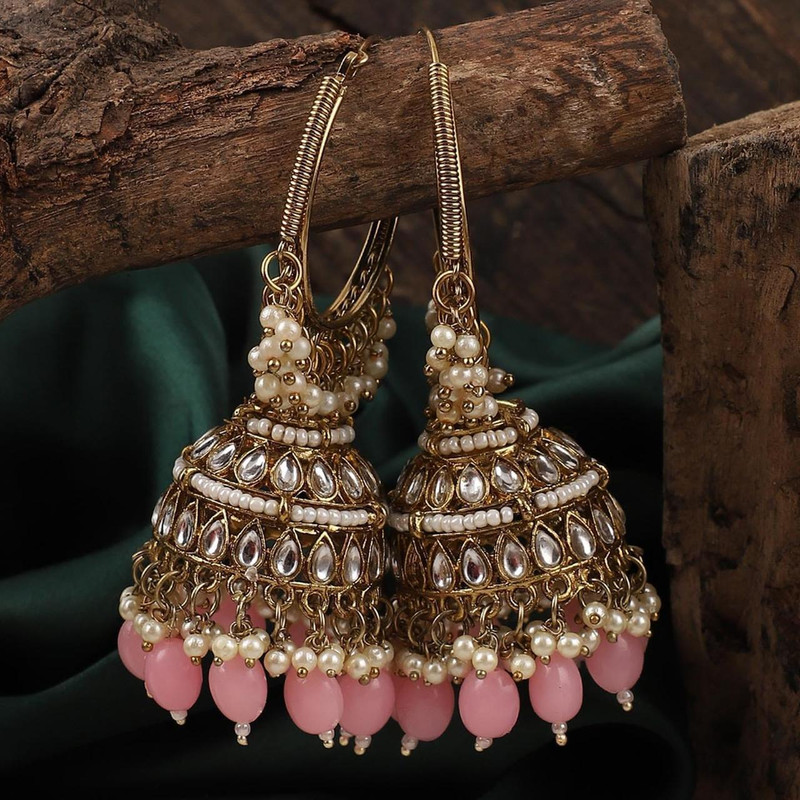 Beautiful Haldi Baby Pink Earrings Set