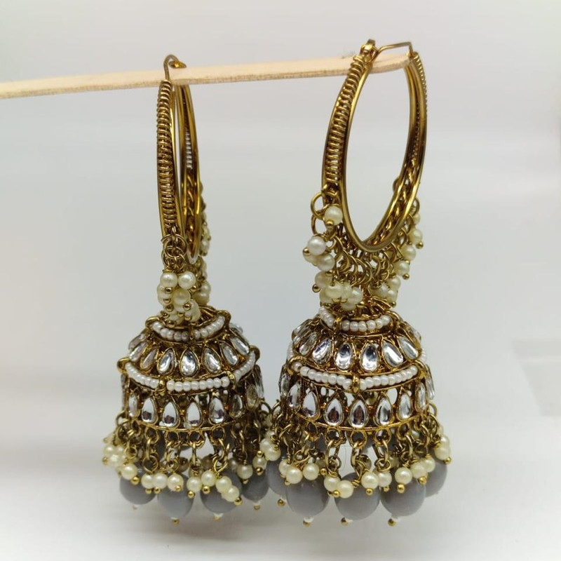 Premium Haldi Grey Earrings Set