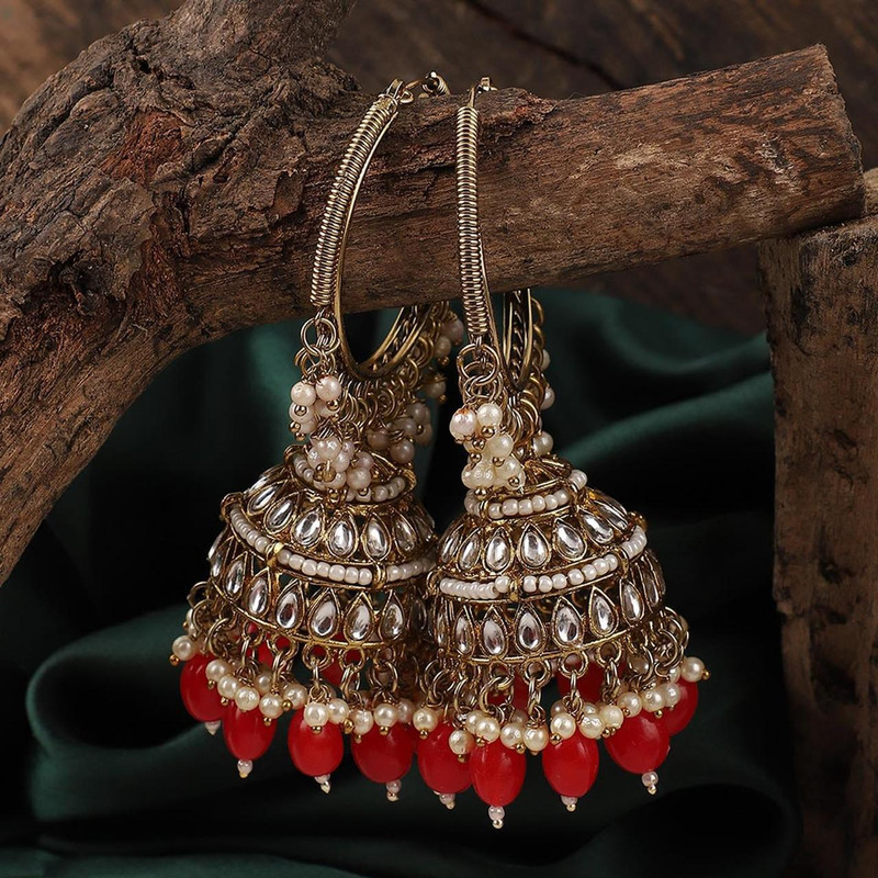 Artisan Haldi Red Earrings Set