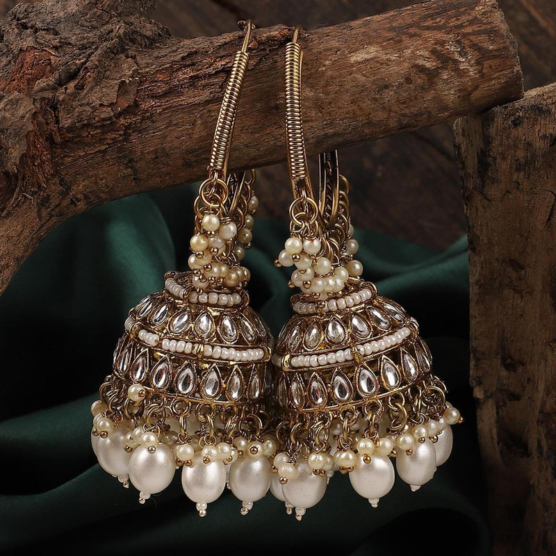 Regal Haldi White Earrings Set