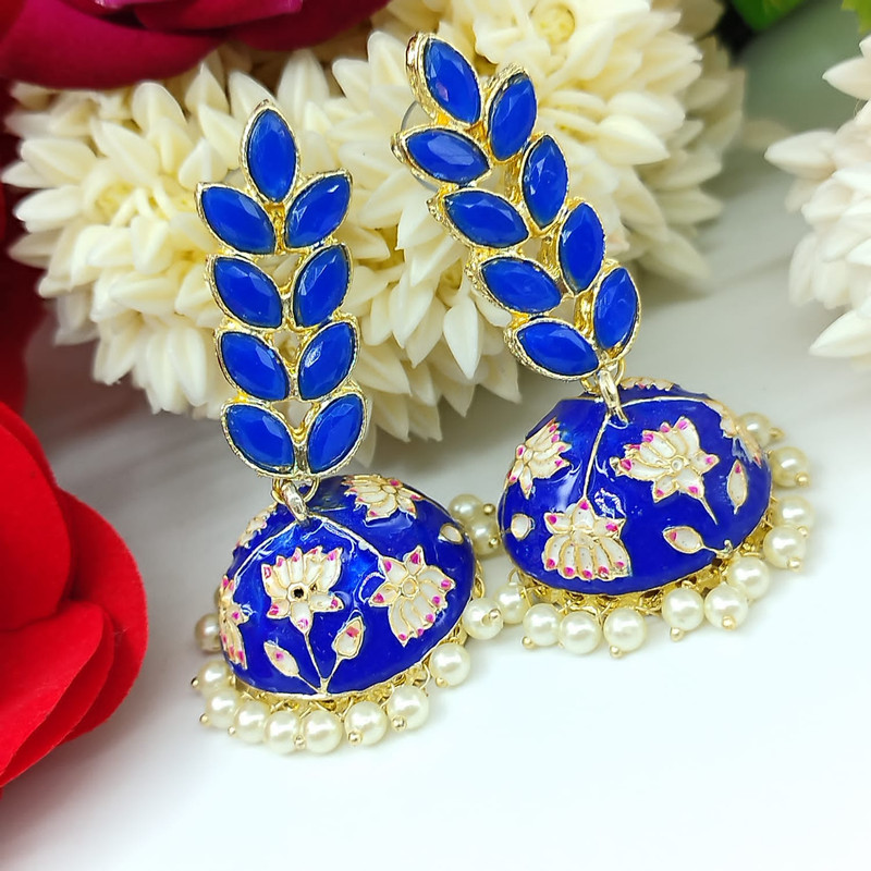 Dazzling Haldi Blue Earrings Set