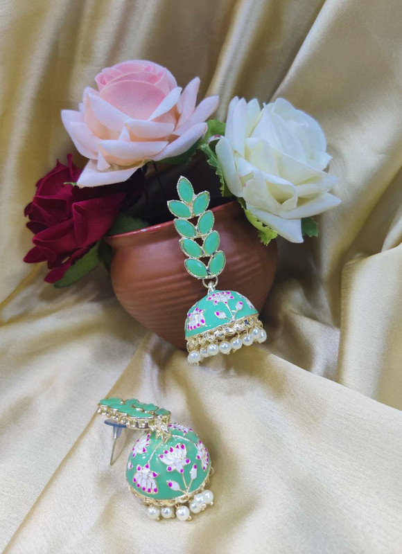 Enchanting Haldi Mintgreen Earrings Set