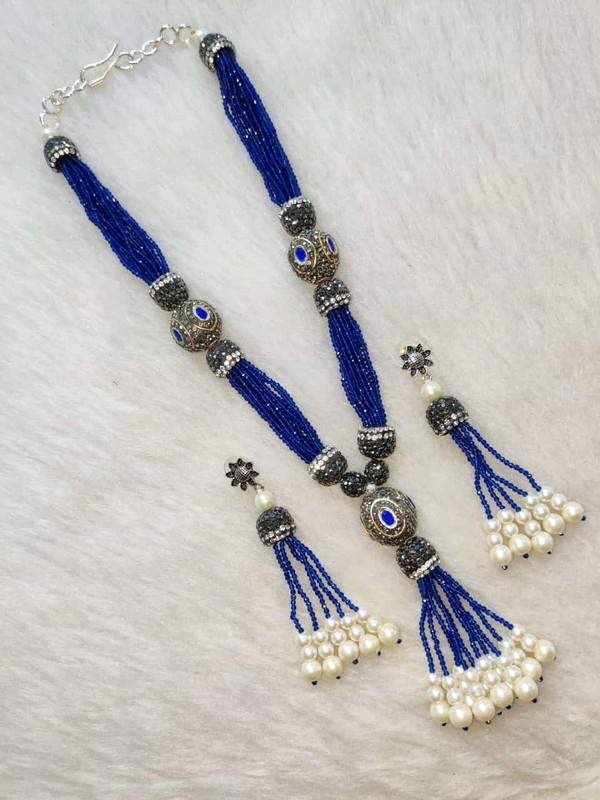 [F1 BLUE] F1 BLUE Fusion Collection Necklace Earrings Jewellery Set