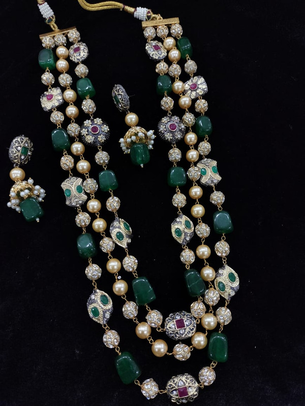 [F3 GREEN] F3 GREEN Fusion Collection Necklace Earrings Jewellery Set