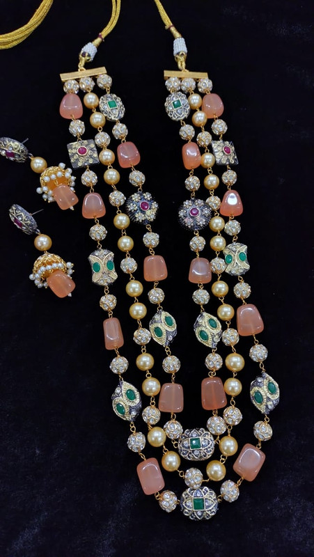 [F3 ORANGE] F3 ORANGE Fusion Collection Necklace Earrings Jewellery Set