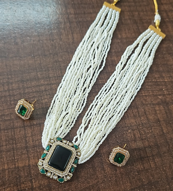 F5 GREEN Fusion Collection Necklace Earrings Jewellery Set