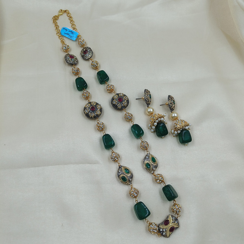 [F7 GREEN] F7 GREEN Fusion Collection Necklace Earrings Jewellery Set