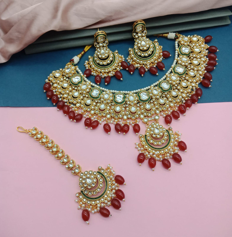 Royal Festive Kundan Necklace & Earrings Jewellery Set For Women