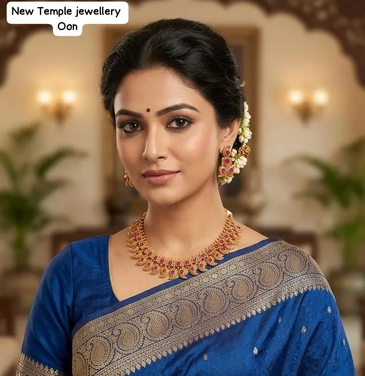 [SUNS076 MAROON] Copper Temple Jewellery Set (SUNS076 MAROON)