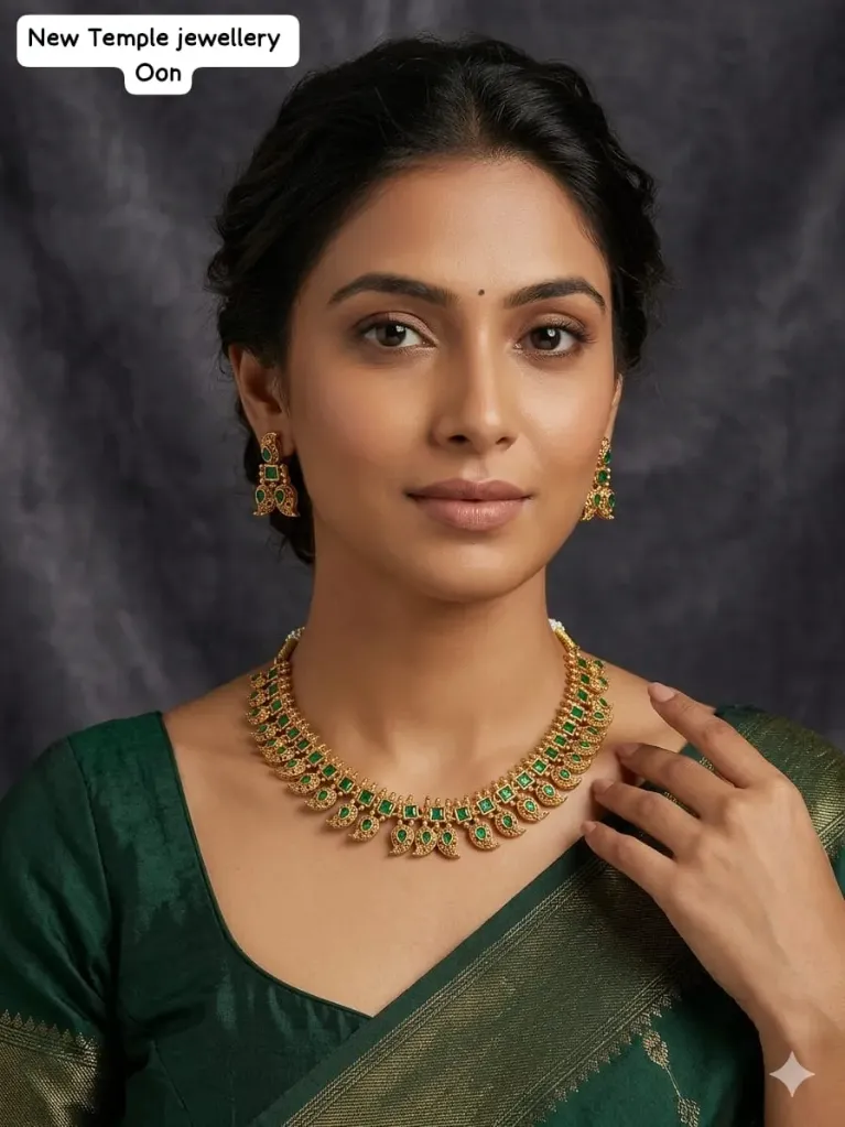 [SUNS076 GREEN] Copper Temple Jewellery Set (SUNS076 GREEN)