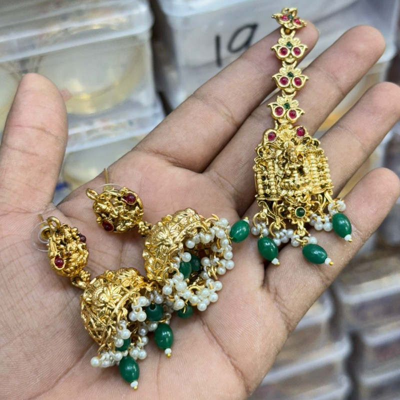 [CSK-(7)] Gehana Mahal South Indian Earrings Mangtikka Set CSK-(7) Pack of 3