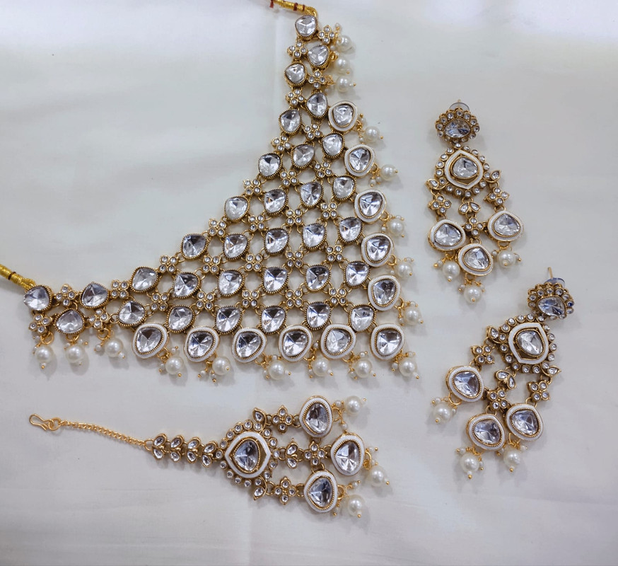 Enchanting Boutique Subr002 White Kundan Bridal Jewellery Set For Bride