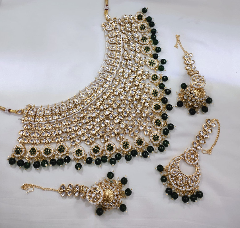 [SUBR003 Black] SUBR003 Black Kundan Bridal Jewellery Set for Bride
