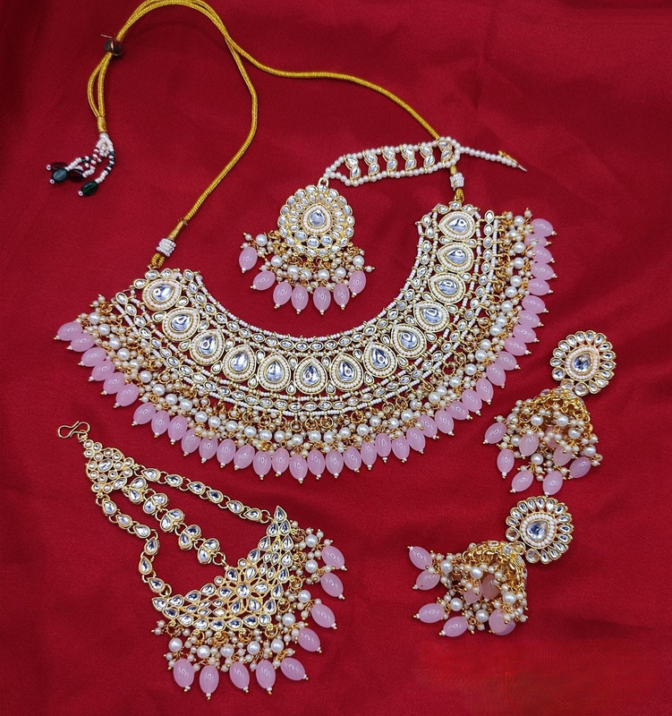 Flawless Boutique Subr004 Baby Pink Kundan Bridal Jewellery Set For Bride