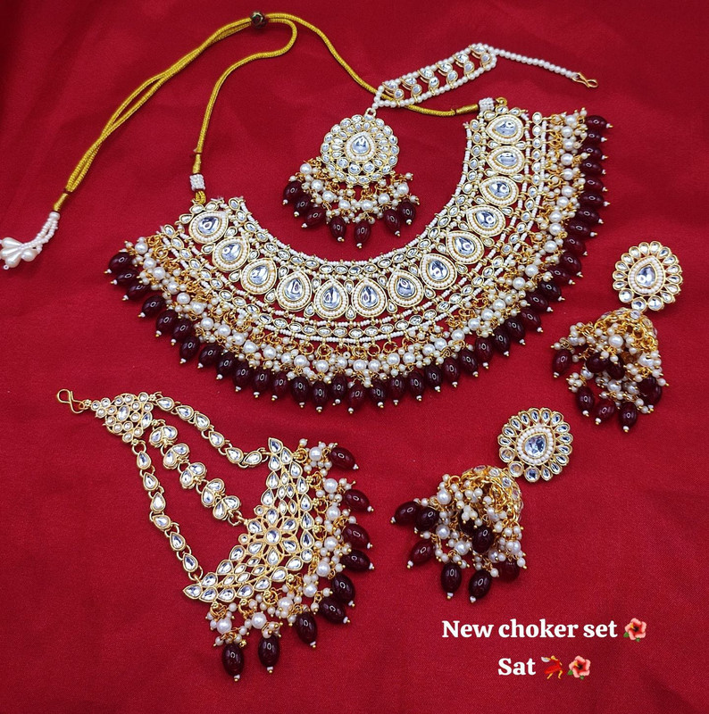 Ornate Boutique Subr004 Maroon Kundan Bridal Jewellery Set For Bride